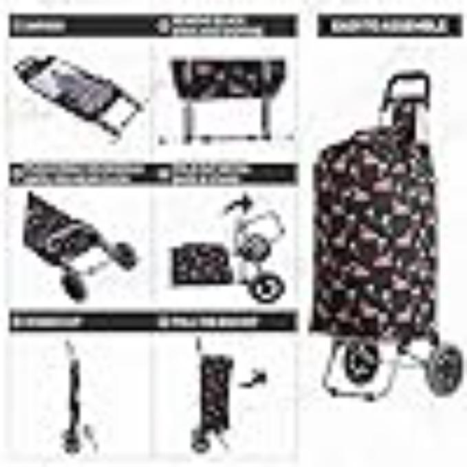 Hoppa 57Ltr Lightweight Shopping Trolley 2025 model, Hard Wearing & Foldaway Push/Pull Cart for Easy Storage With 1 Year Guarantee