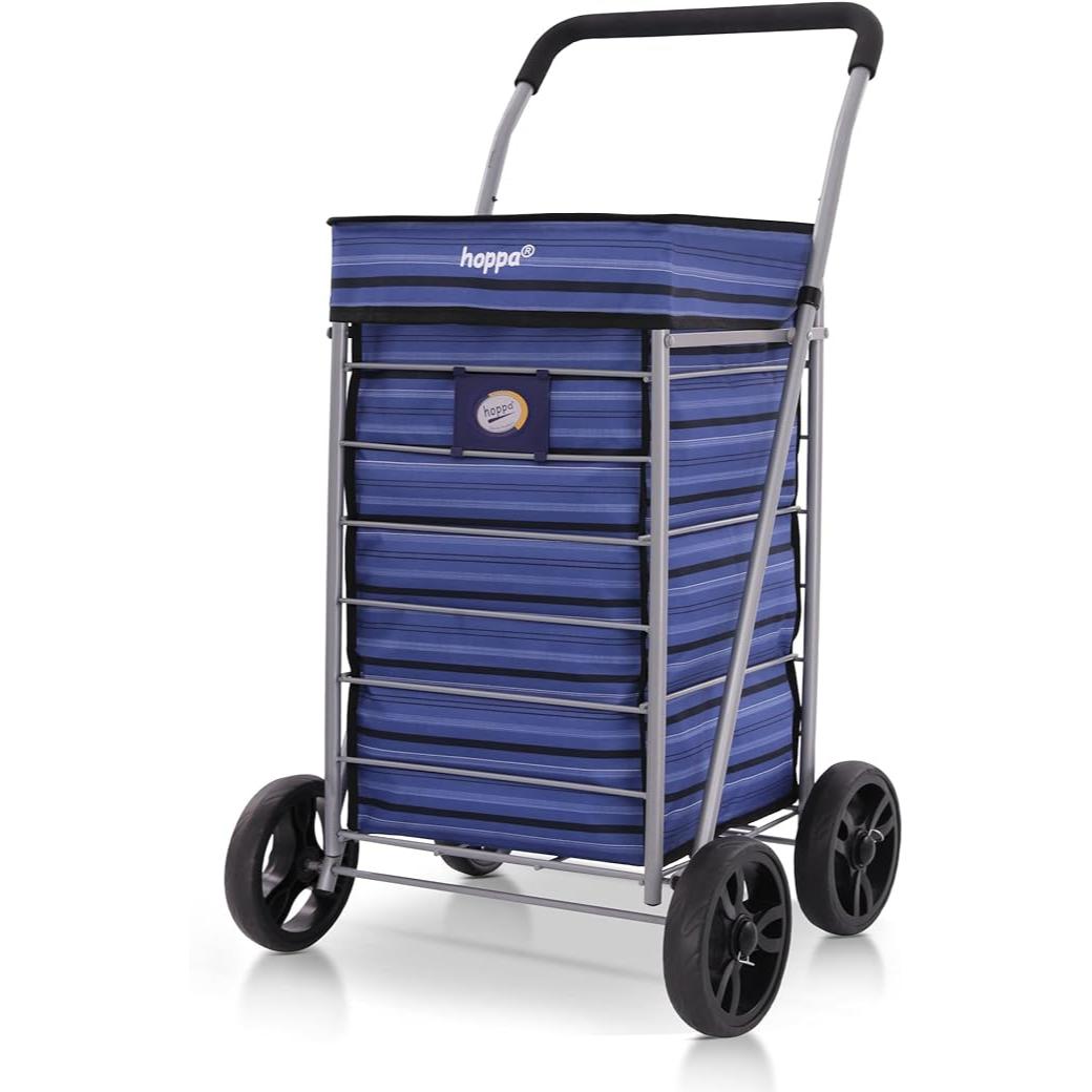 Hoppa Lightweight 4-Wheel Premium 2025 Model Folding Shopping Trolley Extra Large 75.6L Capacity Shopping Trolley Bag, 95cm, 4.8kg, Push/Pull