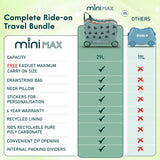 Aerolite MiniMax Childrens Ride-On Suitcase Fits 45x36x20cm EasyJet Maximum Size Kids Hand Luggage With Wheels 29L - Green Dinosaur