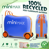 Aerolite MiniMax Childrens Ride-On Suitcase Fits 45x36x20cm EasyJet Maximum Size Kids Hand Luggage With Wheels 29L - Blue