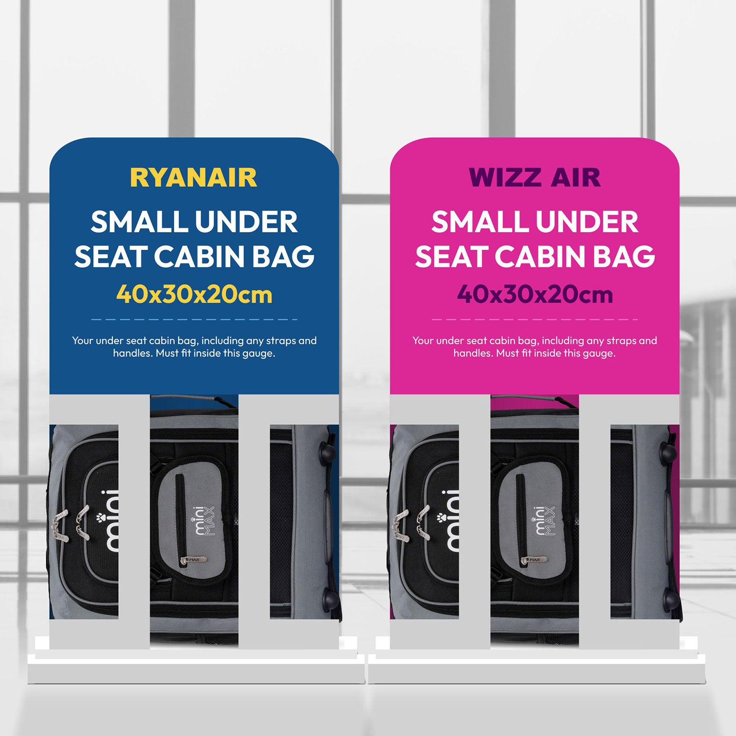 Aerolite MiniMAX Ryanair & Wizz Air 40x30x20 Maximum Size Cabin Hand Luggage Under Seat Trolley Backpack Carry On Bag 2 Wheel