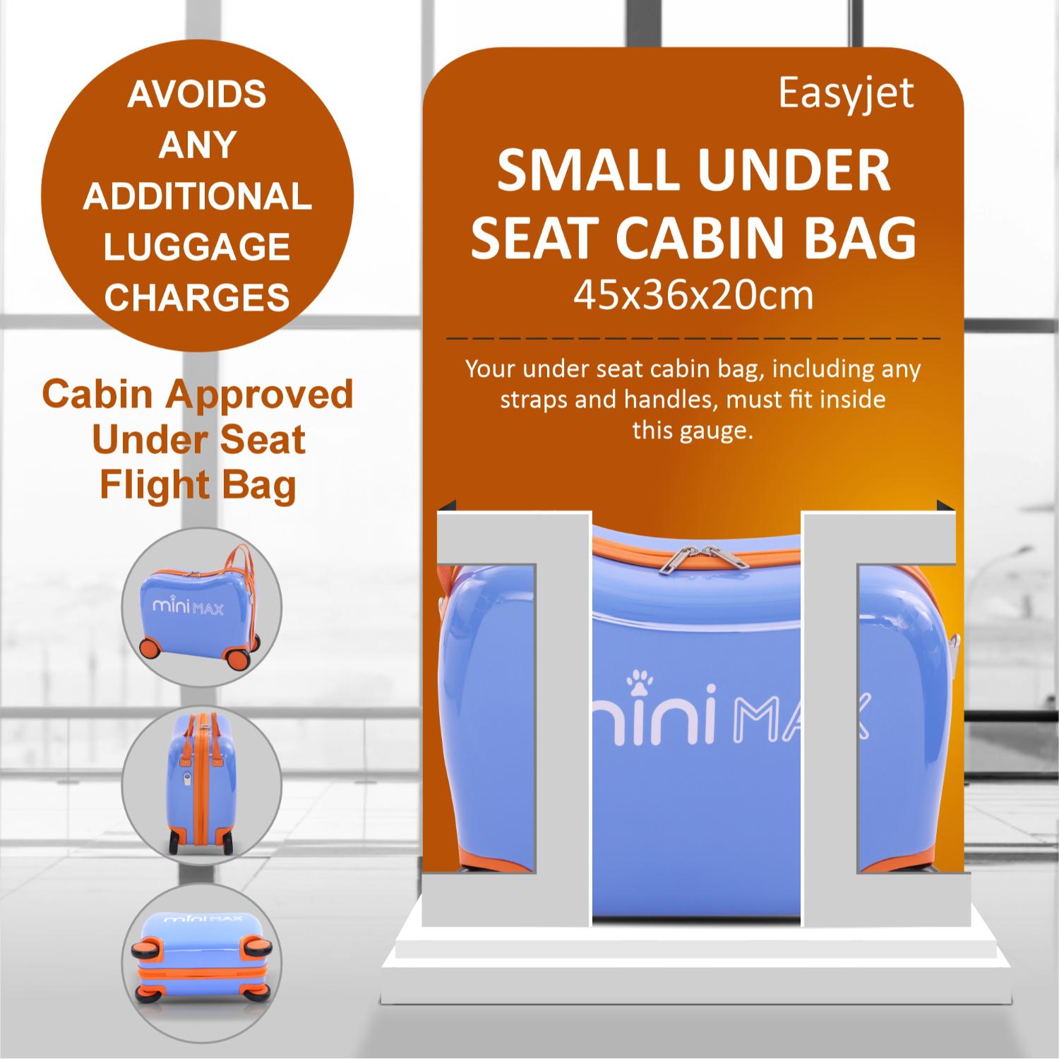 Aerolite MiniMax Childrens Ride-On Suitcase Fits 45x36x20cm EasyJet Maximum Size Kids Hand Luggage With Wheels 29L - Blue