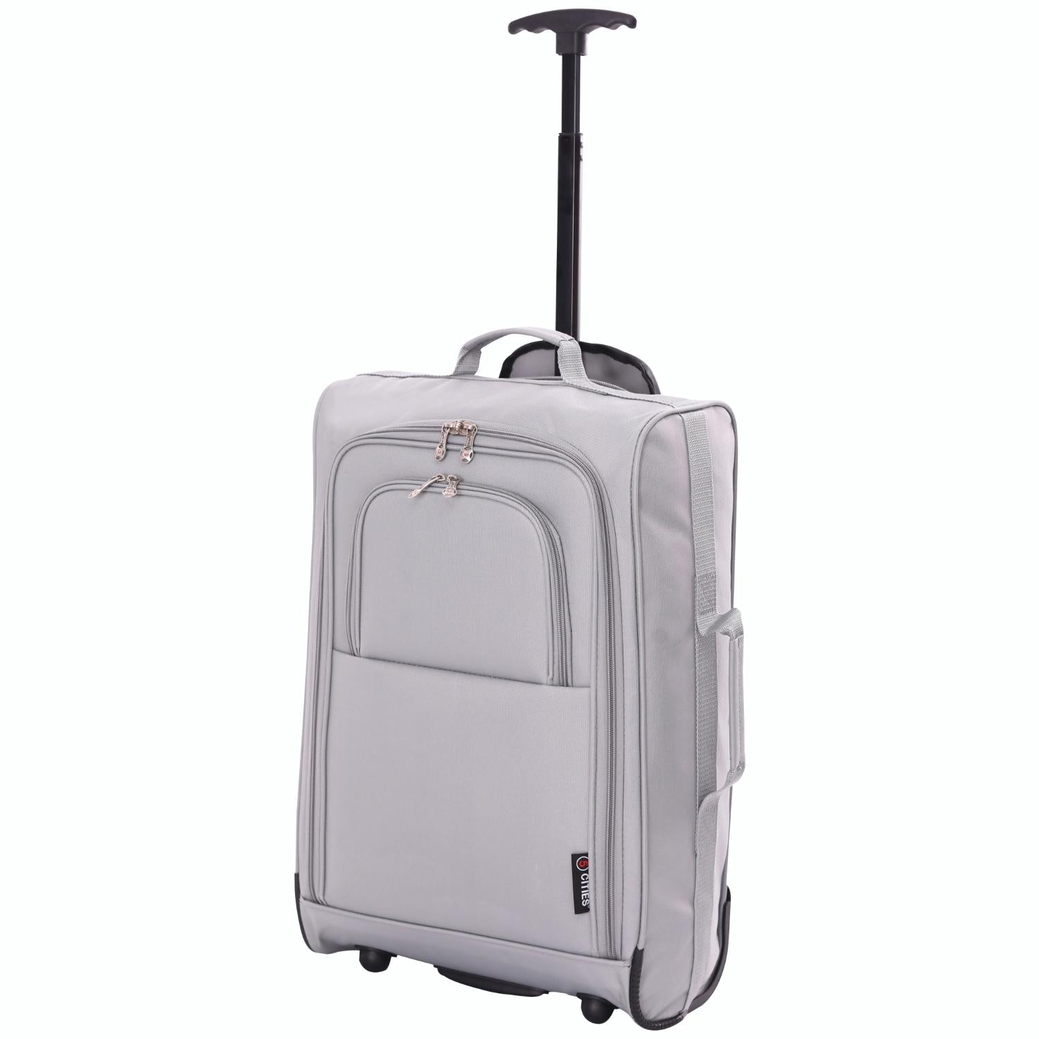 5 Cities 21" (55x35x20cm) Lightweight Cabin Hand Luggage Trolley, Fits Easyjet(Plus/Flexi/Large Cabin), Ryanair (Priority) Cabin Restrictions, 2 Years Of Warranty