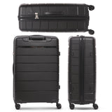Aerolite Premium PP 4 Piece Hard Shell 4 Dual Wheel Spinner Travel Luggage Suitcase Set , Expandable Cabin + Medium + Large + Extra Large - Black