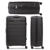 Aerolite Premium PP 3-Piece Luggage Set, Lightweight Polypropylene Hard Shell Suitcases with 4 Dual Spinner Wheels & TSA Lock, Expandable Cabin (21”), Medium (24”), Large (28”), Expandable Carry-On Case Included – Black