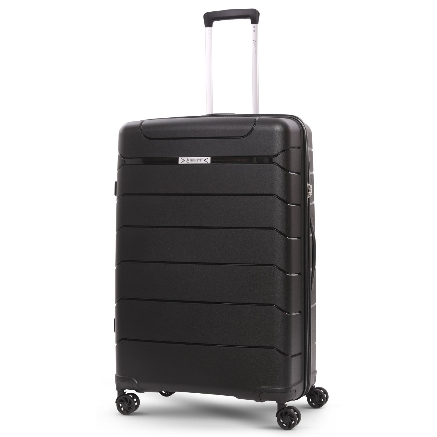 Aerolite Large 28" (100L) Lightweight Polypropylene Hard Shell Check-In Suitcase, 4 Dual Spinner Wheels, TSA Lock, Waterproof Pocket, 5 Years Warranty - Black
