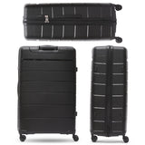 Aerolite Premium PP 4 Piece Hard Shell 4 Dual Wheel Spinner Travel Luggage Suitcase Set , Expandable Cabin + Medium + Large + Extra Large - Black