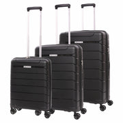Aerolite Premium PP 3-Piece Luggage Set, Lightweight Polypropylene Hard Shell Suitcases with 4 Dual Spinner Wheels & TSA Lock, Expandable Cabin (21”), Medium (24”), Large (28”), Expandable Carry-On Case Included – Black
