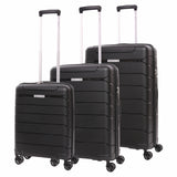 Aerolite Premium PP 3-Piece Luggage Set, Lightweight Polypropylene Hard Shell Suitcases with 4 Dual Spinner Wheels & TSA Lock, Expandable Cabin (21”), Medium (24”), Large (28”), Expandable Carry-On Case Included – Black