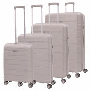 Aerolite Premium PP 4 Piece Hard Shell 4 Dual Wheel Spinner Travel Luggage Suitcase Set , Expandable Cabin + Medium + Large + Extra Large - Cream