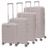 Aerolite Premium PP 4 Piece Hard Shell 4 Dual Wheel Spinner Travel Luggage Suitcase Set , Expandable Cabin + Medium + Large + Extra Large - Cream