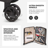 Aerolite Premium PP 4 Piece Hard Shell 4 Dual Wheel Spinner Travel Luggage Suitcase Set , Expandable Cabin + Medium + Large + Extra Large - Black