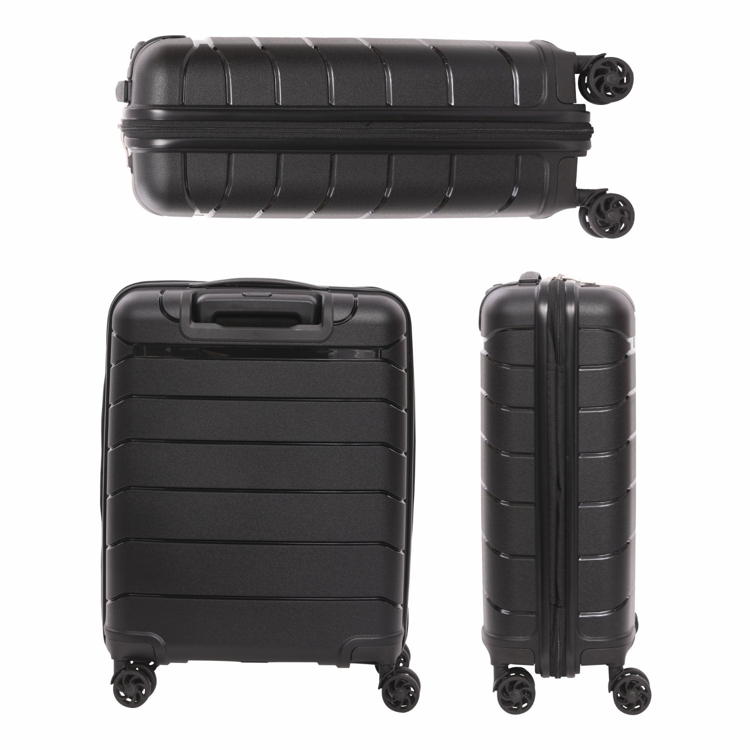 Aerolite Premium PP Expandable Cabin Suitcase 55x40x20cm to 55x40x23cm, Ryanair & Wizz Air Priority Max Size, Lightweight Polypropylene Hard Shell Carry-On with 4 Wheels & TSA Lock - Black