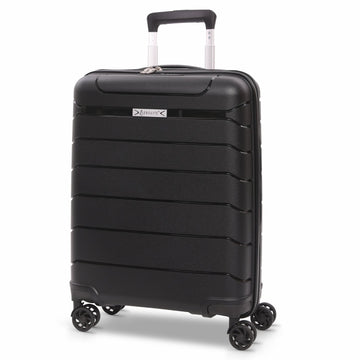 Aerolite Premium PP Expandable Cabin Suitcase 55x40x20cm to 55x40x23cm, Ryanair & Wizz Air Priority Max Size, Lightweight Polypropylene Hard Shell Carry-On with 4 Wheels & TSA Lock - Black