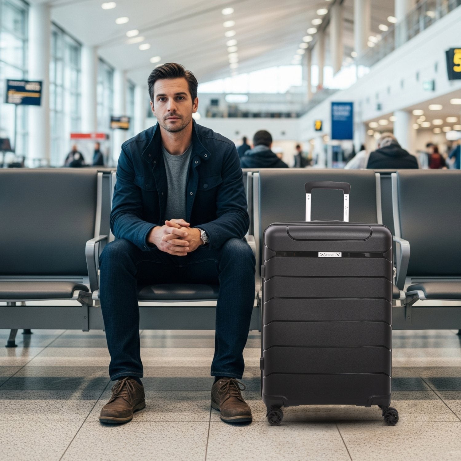 Aerolite Premium PP 3-Piece Luggage Set, Lightweight Polypropylene Hard Shell Suitcases with 4 Dual Spinner Wheels & TSA Lock, Expandable Cabin (21”), Medium (24”), Large (28”), Expandable Carry-On Case Included – Black