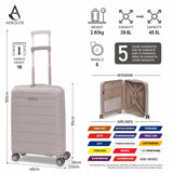 Aerolite Premium PP 4 Piece Hard Shell 4 Dual Wheel Spinner Travel Luggage Suitcase Set , Expandable Cabin + Medium + Large + Extra Large - Cream
