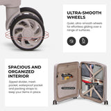 Aerolite Premium PP 4 Piece Hard Shell 4 Dual Wheel Spinner Travel Luggage Suitcase Set , Expandable Cabin + Medium + Large + Extra Large - Cream