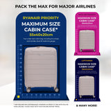 Aerolite Premium PP 4 Piece Hard Shell 4 Dual Wheel Spinner Travel Luggage Suitcase Set , Expandable Cabin + Medium + Large + Extra Large - Cream