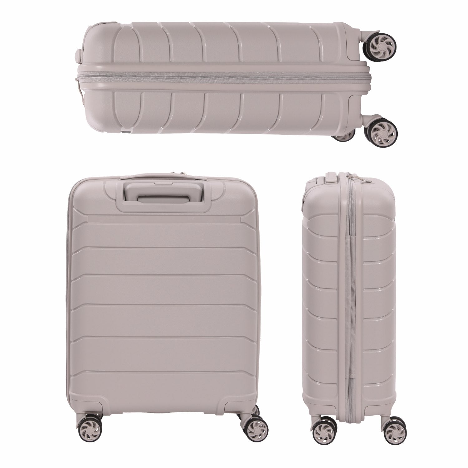 Aerolite Premium PP 4 Piece Hard Shell 4 Dual Wheel Spinner Travel Luggage Suitcase Set , Expandable Cabin + Medium + Large + Extra Large - Cream