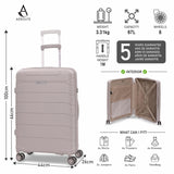 Aerolite Premium PP 4 Piece Hard Shell 4 Dual Wheel Spinner Travel Luggage Suitcase Set , Expandable Cabin + Medium + Large + Extra Large - Cream