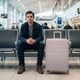 Aerolite Premium PP 4 Piece Hard Shell 4 Dual Wheel Spinner Travel Luggage Suitcase Set , Expandable Cabin + Medium + Large + Extra Large - Cream