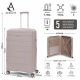Aerolite Premium PP 4 Piece Hard Shell 4 Dual Wheel Spinner Travel Luggage Suitcase Set , Expandable Cabin + Medium + Large + Extra Large - Cream