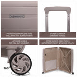 Aerolite Premium PP 4 Piece Hard Shell 4 Dual Wheel Spinner Travel Luggage Suitcase Set , Expandable Cabin + Medium + Large + Extra Large - Cream