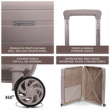 Aerolite Premium PP 4 Piece Hard Shell 4 Dual Wheel Spinner Travel Luggage Suitcase Set , Expandable Cabin + Medium + Large + Extra Large - Cream