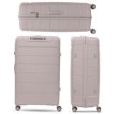 Aerolite Premium PP 4 Piece Hard Shell 4 Dual Wheel Spinner Travel Luggage Suitcase Set , Expandable Cabin + Medium + Large + Extra Large - Cream