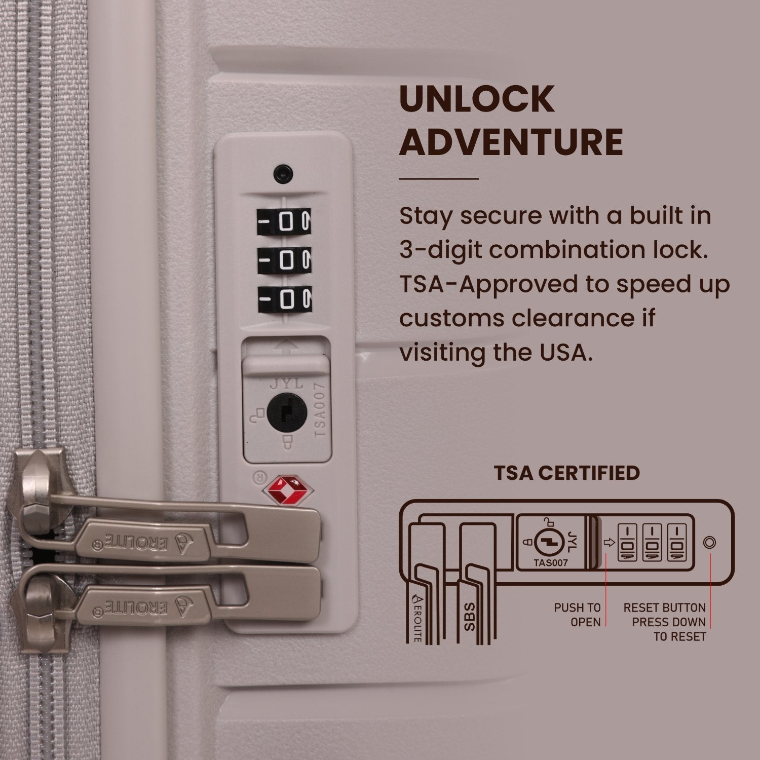 Aerolite Premium PP 4 Piece Hard Shell 4 Dual Wheel Spinner Travel Luggage Suitcase Set , Expandable Cabin + Medium + Large + Extra Large - Cream