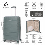 Aerolite Premium PP 3-Piece Luggage Set, Lightweight Polypropylene Hard Shell Suitcases with 4 Dual Spinner Wheels & TSA Lock, Expandable Cabin (21”), Medium (24”), Large (28”), Expandable Carry-On Case Included – Dark Green
