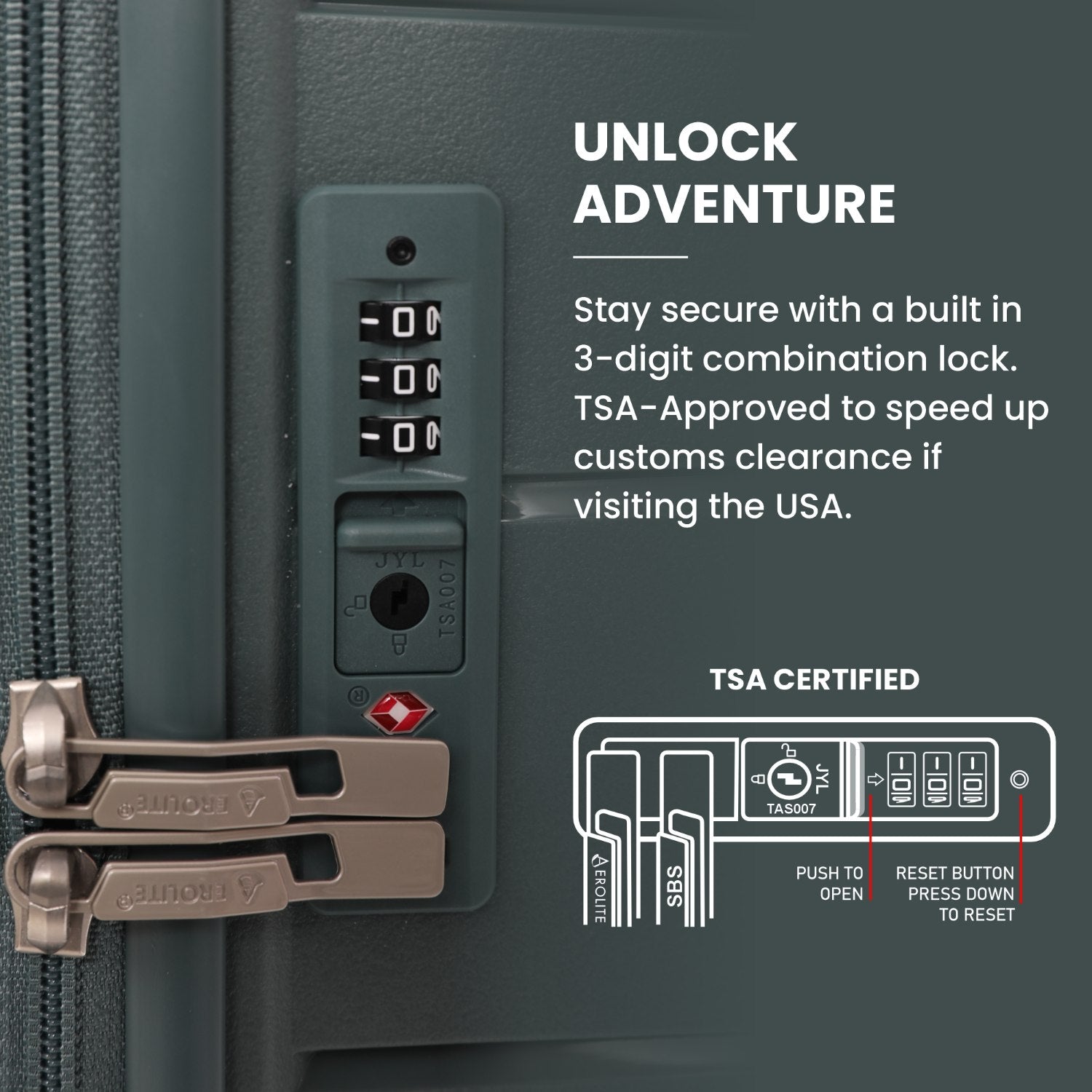 Aerolite Premium PP 3-Piece Luggage Set, Lightweight Polypropylene Hard Shell Suitcases with 4 Dual Spinner Wheels & TSA Lock, Expandable Cabin (21”), Medium (24”), Large (28”), Expandable Carry-On Case Included – Dark Green