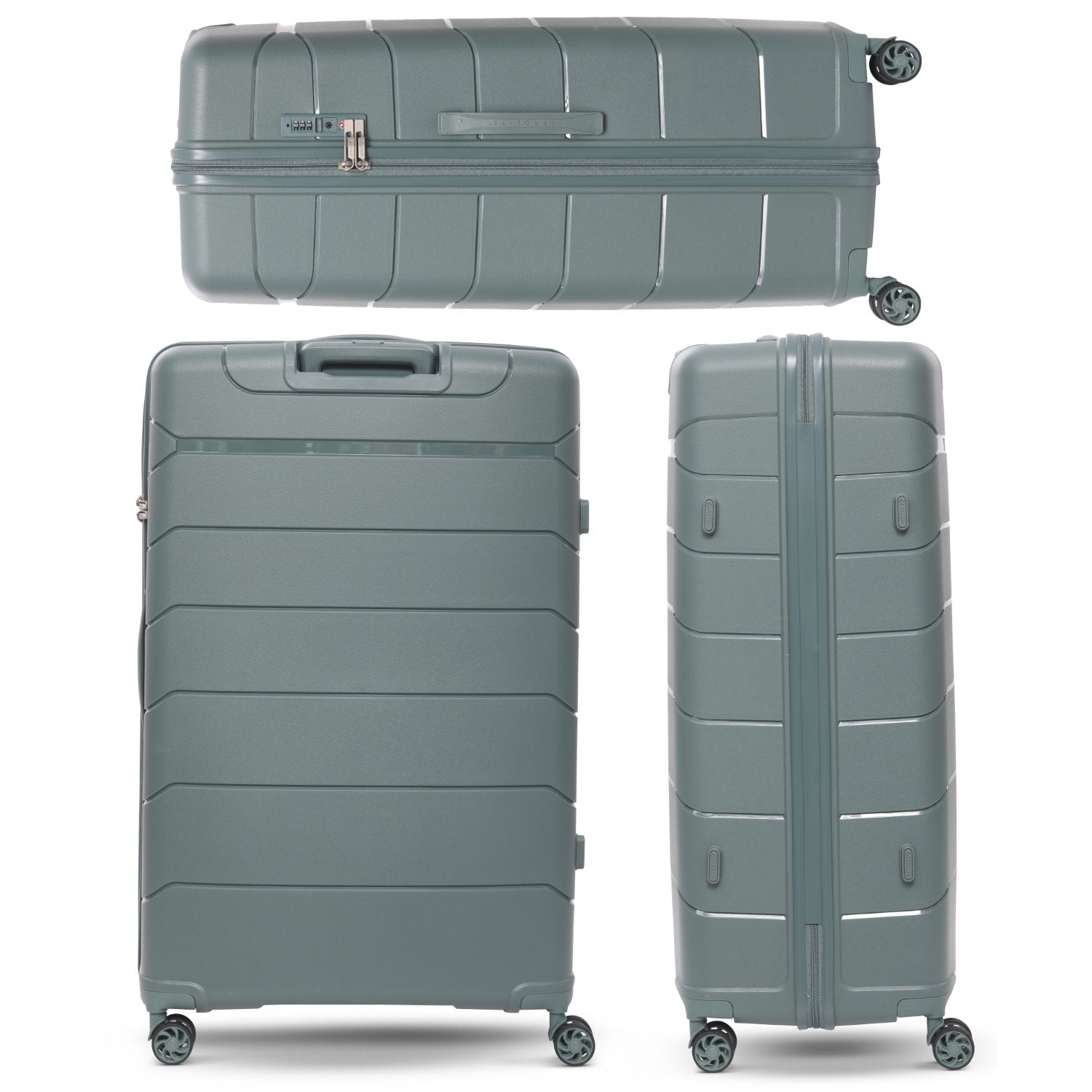 Aerolite XL 32in (144L) Lightweight Polypropylene Hard Shell Suitcase, Extra Large Check-In Luggage with 4 Spinner Wheels, TSA Lock, Waterproof Pocket - Green