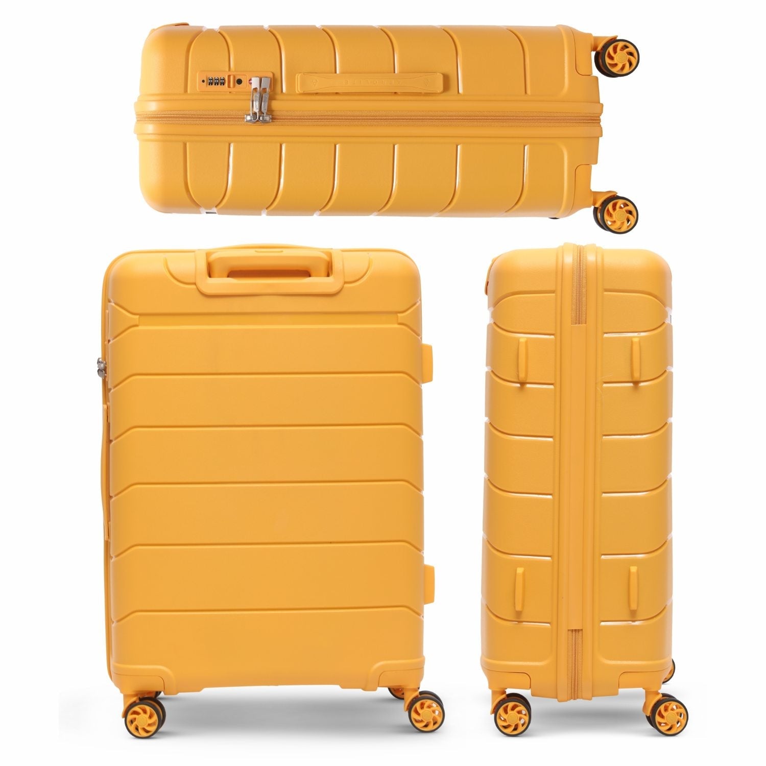 Aerolite Medium 24" 67L  Lightweight Polypropylene Hard Shell Check-In Suitcase, Dual 4-Spinner Wheels, TSA Lock, Organised Interior, 5 Years Warranty – Mango