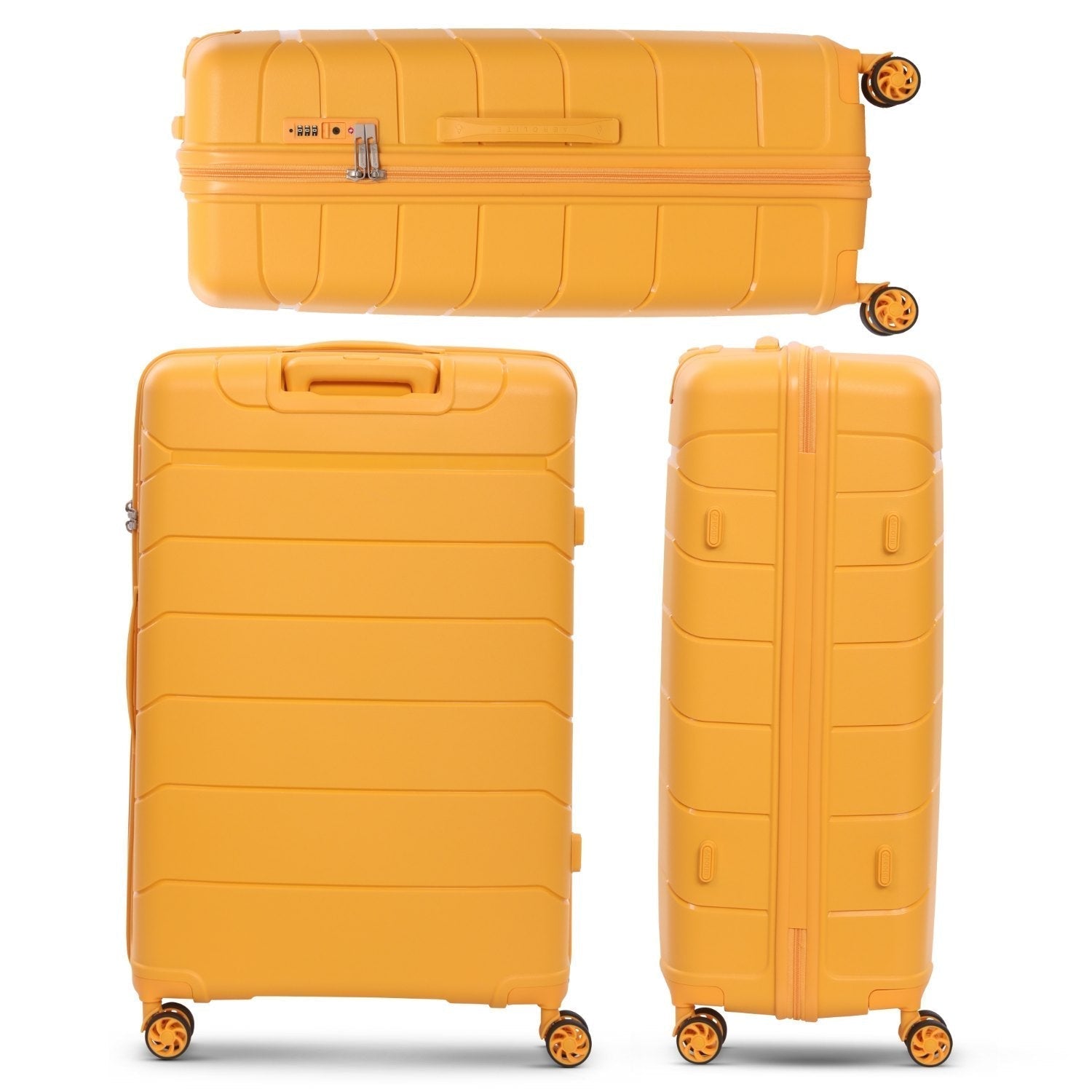 Aerolite Premium PP 2-Piece Luggage Set, Lightweight Polypropylene Hard Shell Suitcases with 4 Dual Spinner Wheels & TSA Lock, Expandable Cabin (21”), Large (28”), Mango