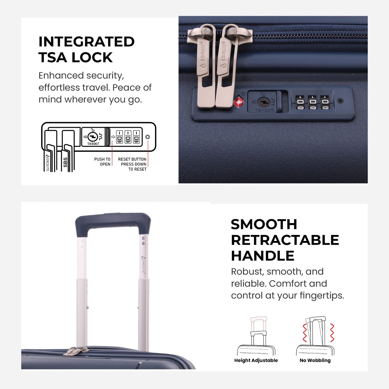 Aerolite Premium PP Expandable Cabin Suitcase 55x40x20cm to 55x40x23cm, Ryanair & Wizz Air Priority Max Size, Lightweight Polypropylene Hard Shell Carry-On with 4 Wheels & TSA Lock - Navy
