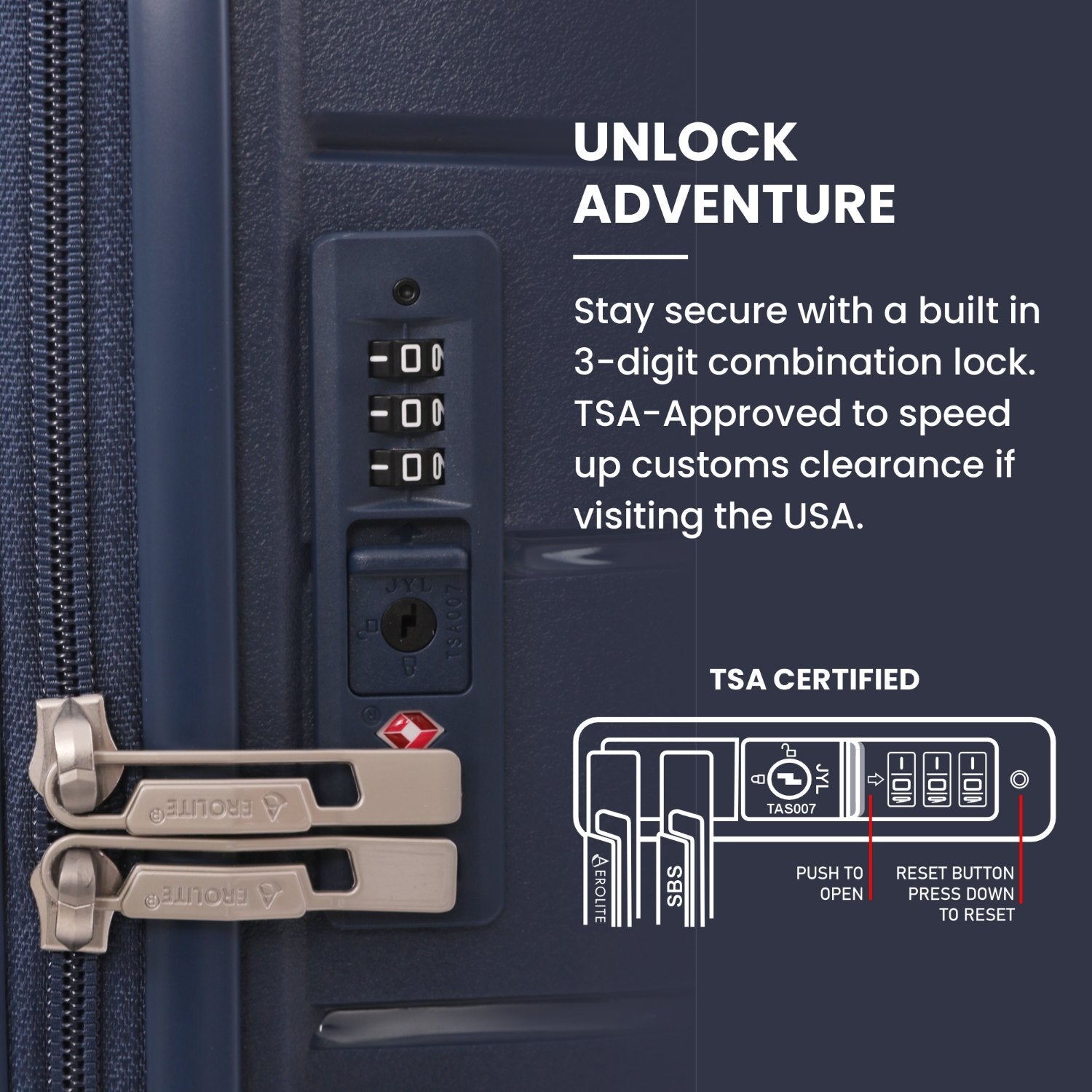 Aerolite Medium 24" 67L  Lightweight Polypropylene Hard Shell Check-In Suitcase, Dual 4-Spinner Wheels, TSA Lock, Organised Interior, 5 Years Warranty – Navy