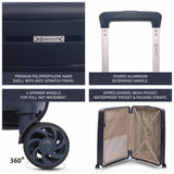 Aerolite Premium PP 2-Piece Luggage Set, Lightweight Polypropylene Hard Shell Suitcases with 4 Dual Spinner Wheels & TSA Lock, Expandable Cabin (21”), Large (28”), Navy