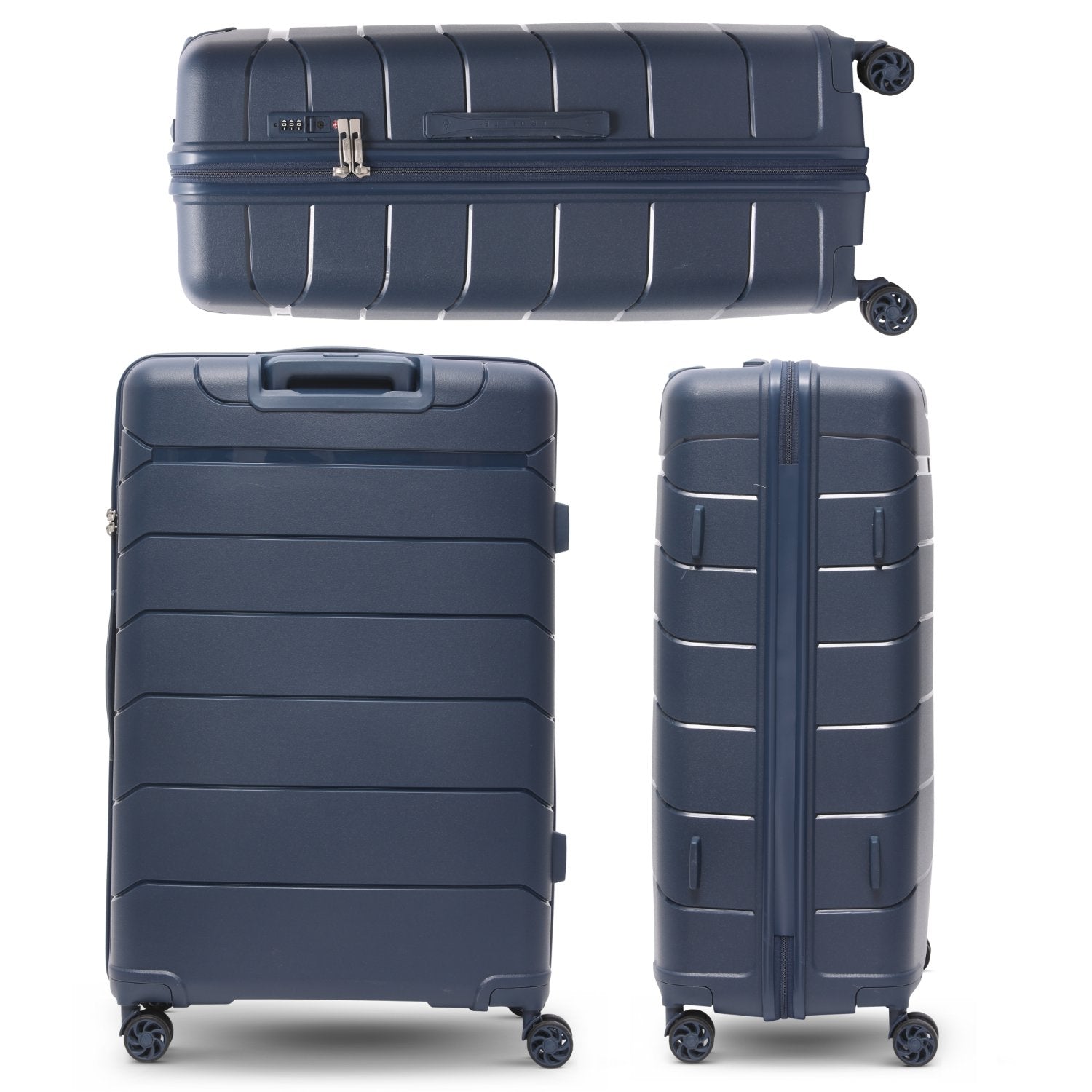 Aerolite Premium PP 2-Piece Luggage Set, Lightweight Polypropylene Hard Shell Suitcases with 4 Dual Spinner Wheels & TSA Lock, Expandable Cabin (21”), Large (28”), Navy