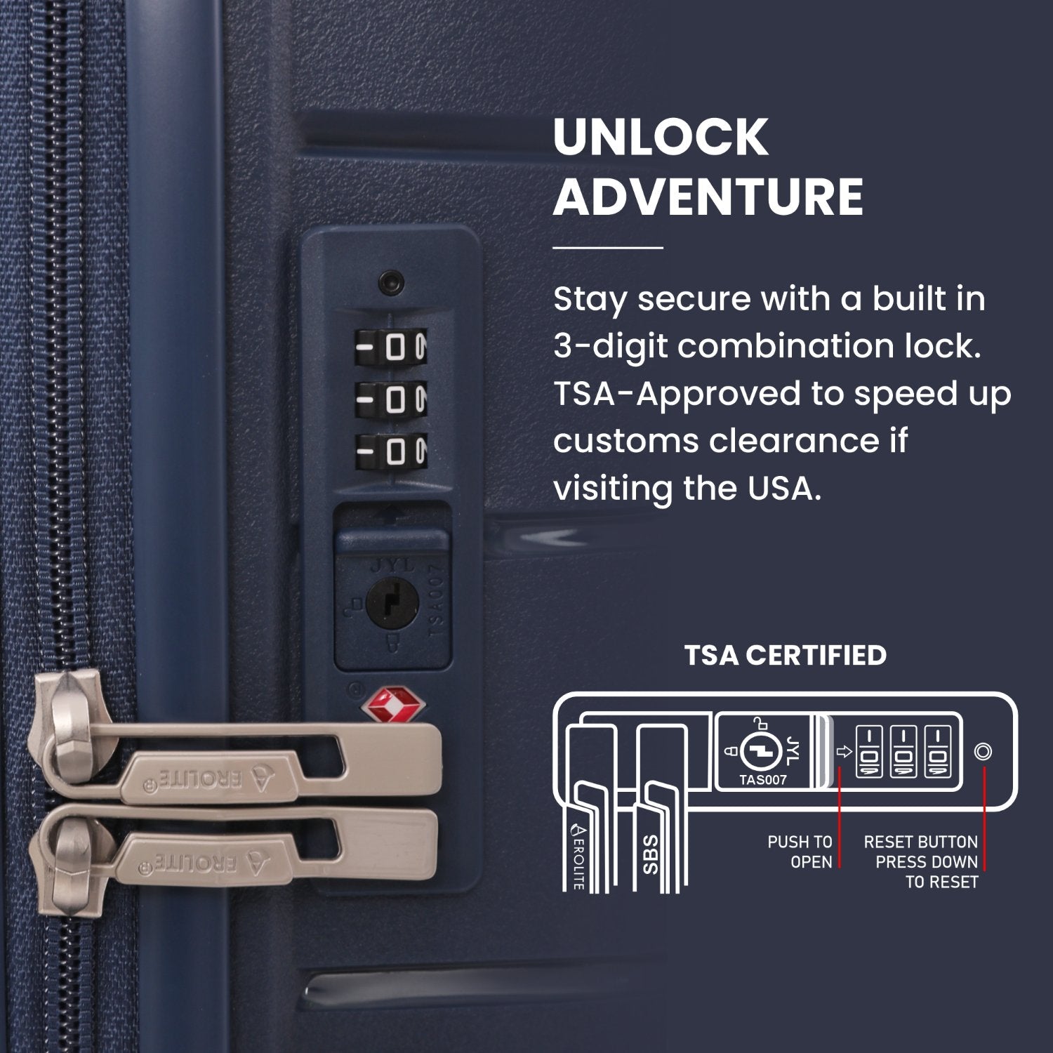 Aerolite Premium PP 2-Piece Luggage Set, Lightweight Polypropylene Hard Shell Suitcases with 4 Dual Spinner Wheels & TSA Lock, Expandable Cabin (21”), Large (28”), Navy