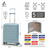 Aerolite Premium PP Expandable Cabin Suitcase 55x40x20cm to 55x40x23cm, Ryanair & Wizz Air Priority Max Size, Lightweight Polypropylene Hard Shell Carry-On with 4 Wheels & TSA Lock - Sage