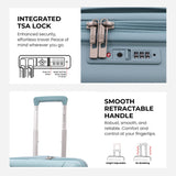 Aerolite Premium PP Expandable Cabin Suitcase 55x40x20cm to 55x40x23cm, Ryanair & Wizz Air Priority Max Size, Lightweight Polypropylene Hard Shell Carry-On with 4 Wheels & TSA Lock - Sage