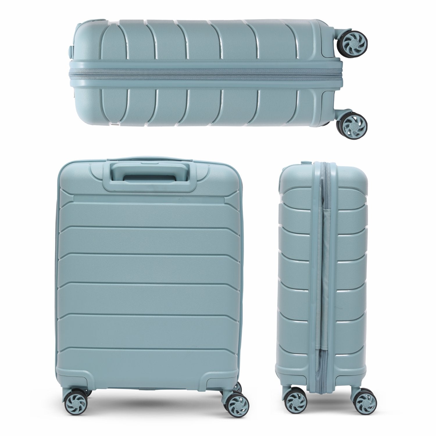 Aerolite Premium PP Expandable Cabin Suitcase 55x40x20cm to 55x40x23cm, Ryanair & Wizz Air Priority Max Size, Lightweight Polypropylene Hard Shell Carry-On with 4 Wheels & TSA Lock - Sage