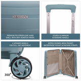 Aerolite Medium 24" 67L  Lightweight Polypropylene Hard Shell Check-In Suitcase, Dual 4-Spinner Wheels, TSA Lock, Organised Interior, 5 Years Warranty – Sage