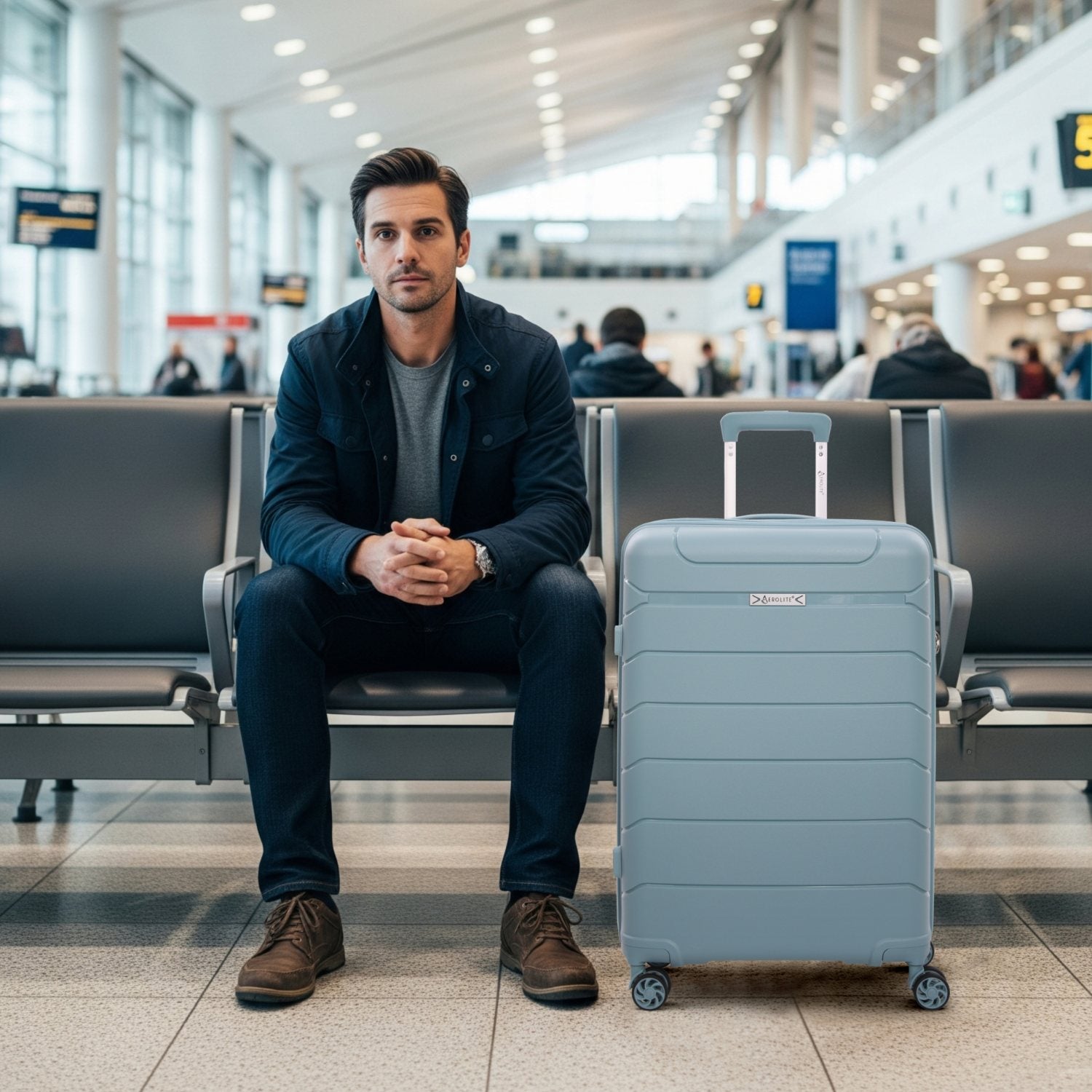 Aerolite Medium 24" 67L  Lightweight Polypropylene Hard Shell Check-In Suitcase, Dual 4-Spinner Wheels, TSA Lock, Organised Interior, 5 Years Warranty – Sage