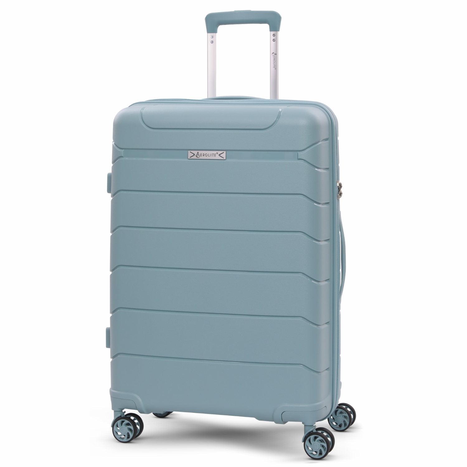 Aerolite Medium 24" 67L  Lightweight Polypropylene Hard Shell Check-In Suitcase, Dual 4-Spinner Wheels, TSA Lock, Organised Interior, 5 Years Warranty – Sage