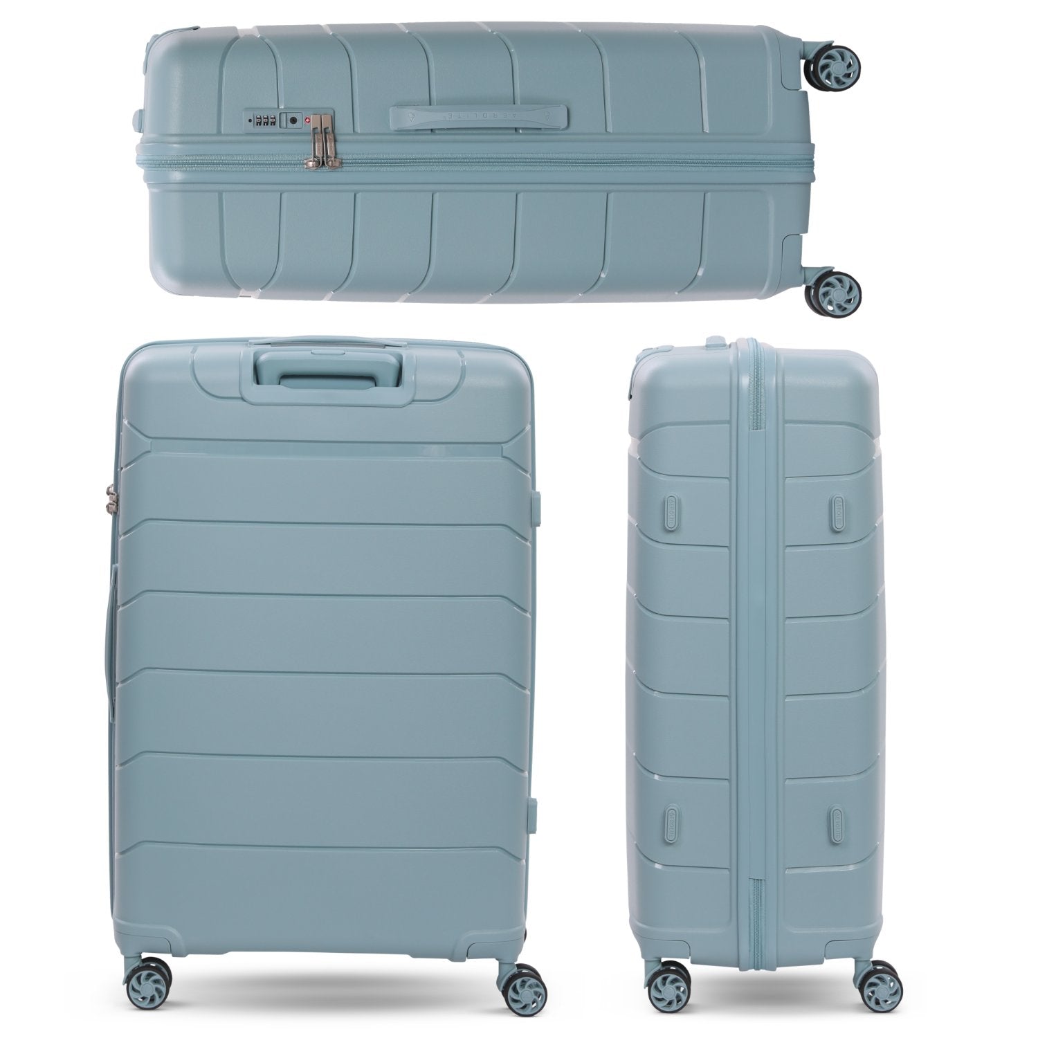 Aerolite Large 28" (100L) Lightweight Polypropylene Hard Shell Check-In Suitcase, 4 Dual Spinner Wheels, TSA Lock, Waterproof Pocket, 5 Years Warranty - Sage