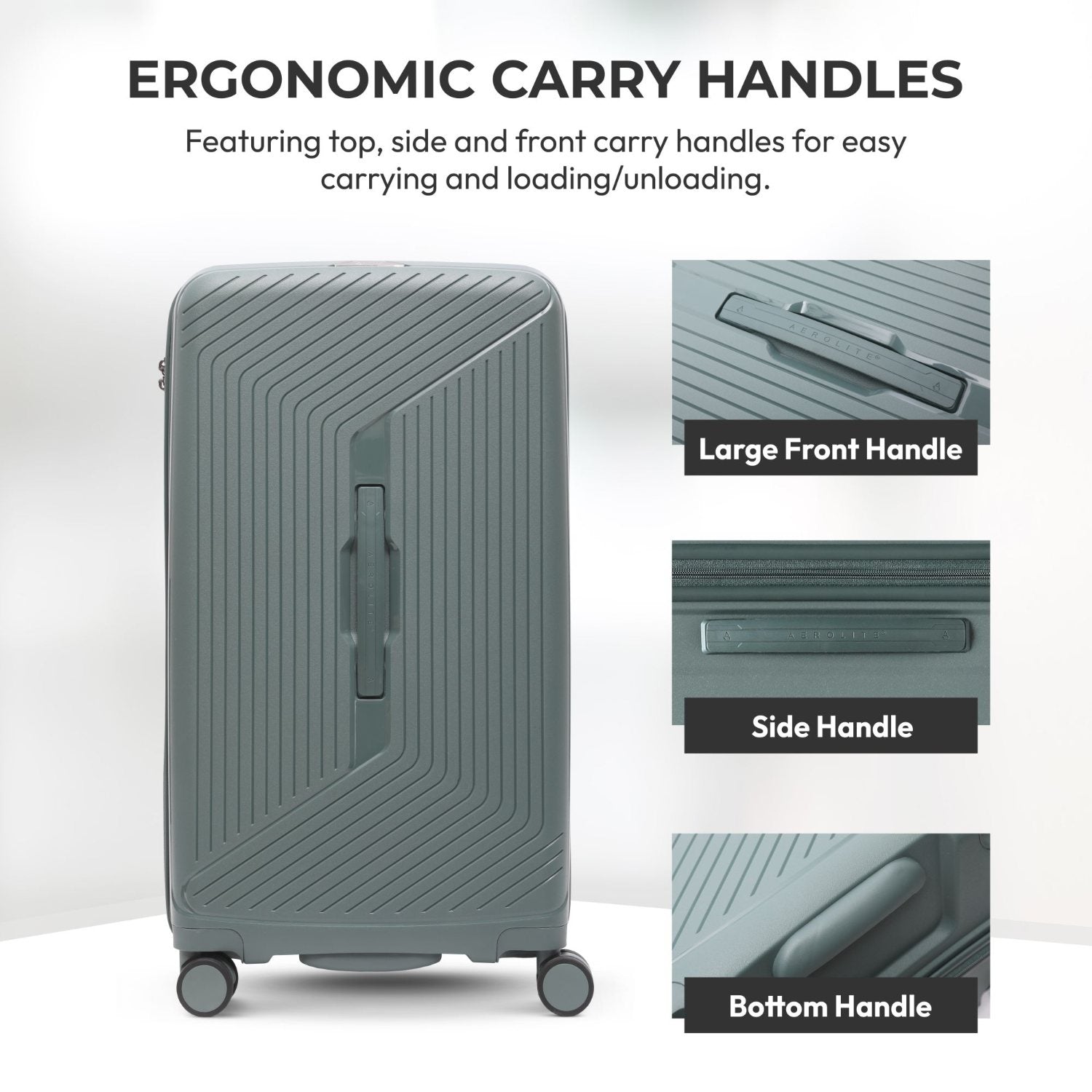Aerolite Large 108L Premium Polypropylene Hard Shell Check in Checked Hold Travel Spinner Luggage Suitcase Trunk with 4 + 1 Wheels , TSA Approved Lock , YKK Zippers & Antimicrobial Lining (DARK GREEN)