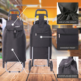 Hoppa 57Ltr Lightweight Shopping Trolley 2025 model, Hard Wearing & Foldaway Push/Pull Cart for Easy Storage With 1 Year Guarantee