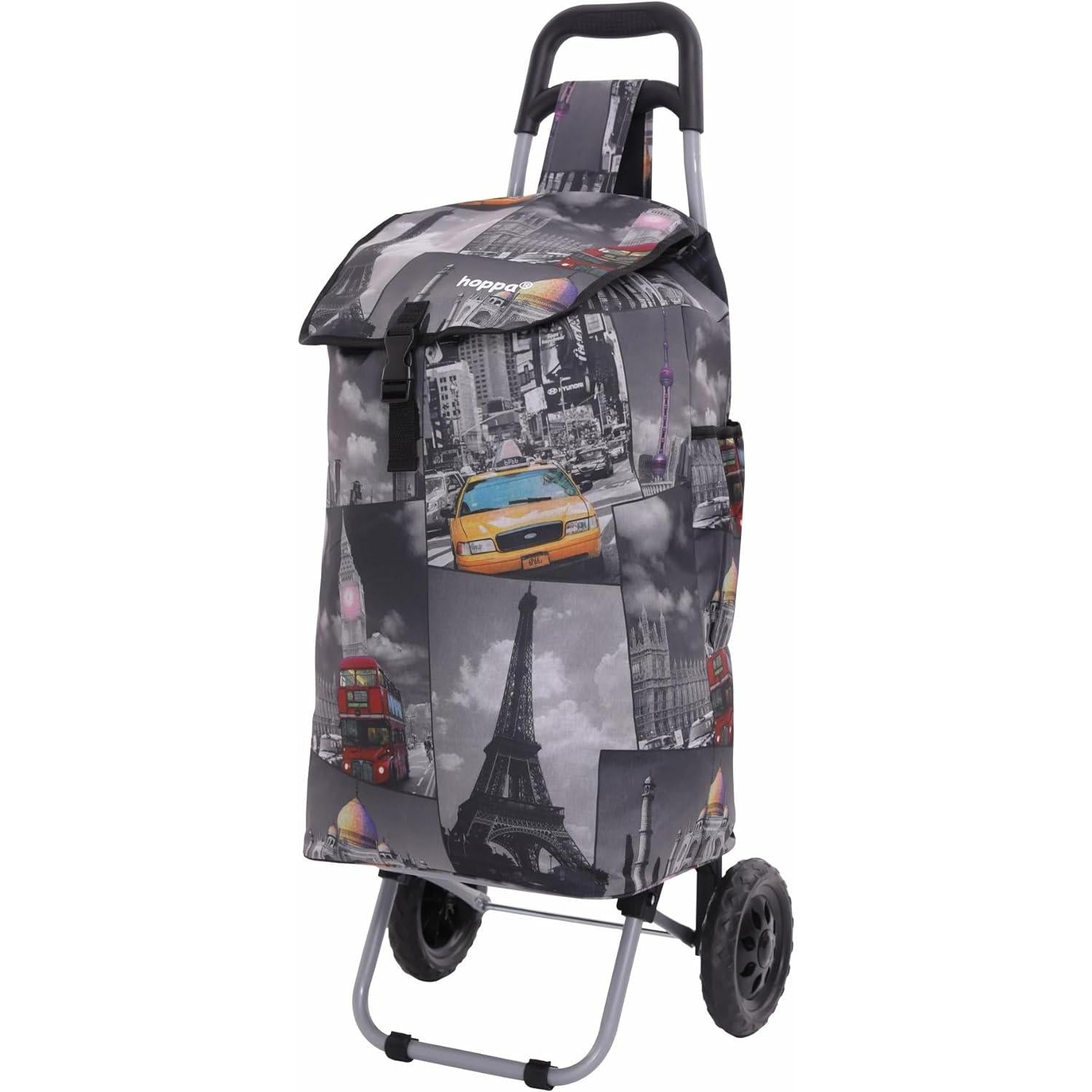 Hoppa 57Ltr Lightweight Shopping Trolley 2025 model, Hard Wearing & Foldaway Push/Pull Cart for Easy Storage With 1 Year Guarantee